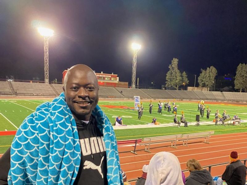 Spirit participant at a high school football game