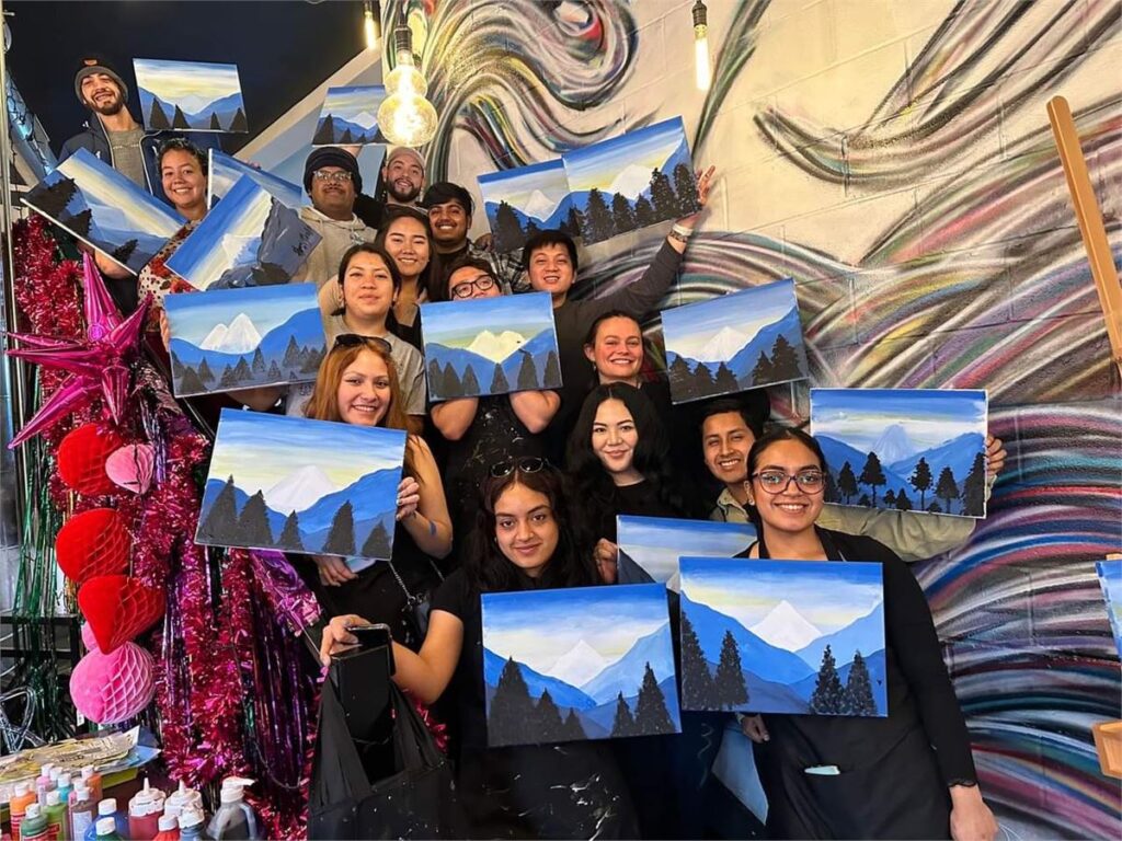 BridgeUSA Culinary Interns at a painting event